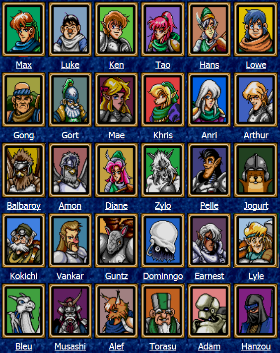 Shining Force - Characters