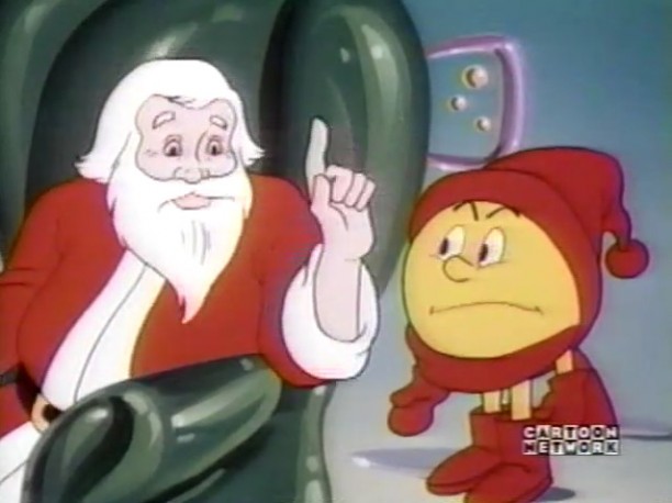 That is Pac-Man's "So, you mean that I now have to drive four hours to see my wife's aunt AND buy her something?" face, as Jesse Duke tells him about Christmas for the first time.
