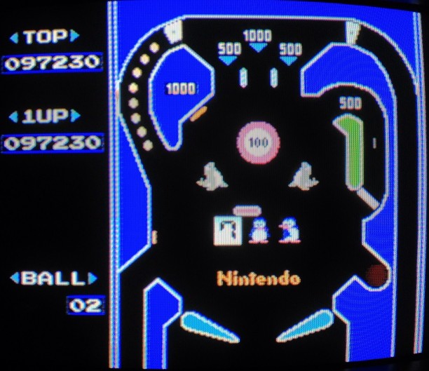 The "Top" playfield for Pinball. Note the 1000 progressive target in the upper left.