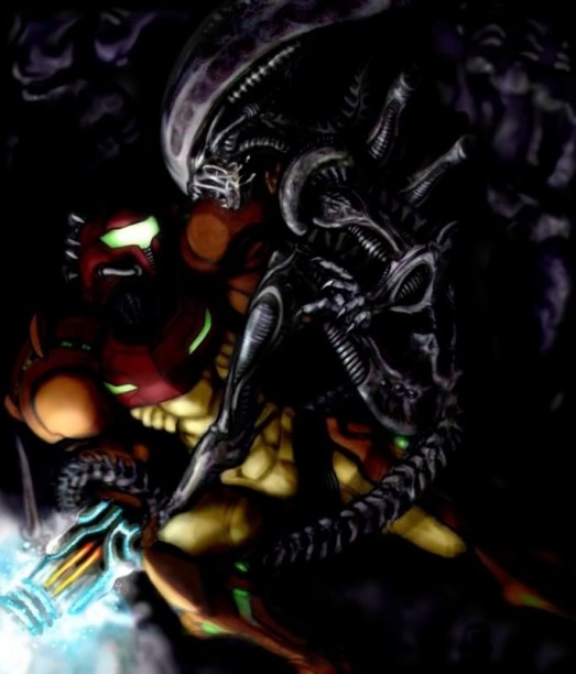 Samus Aran and Alien
